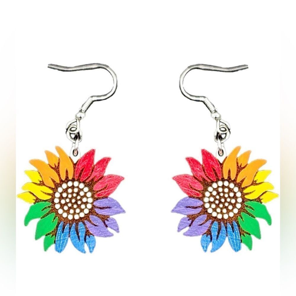3/ $15 Brand New Multi colored Sunflower earrings
